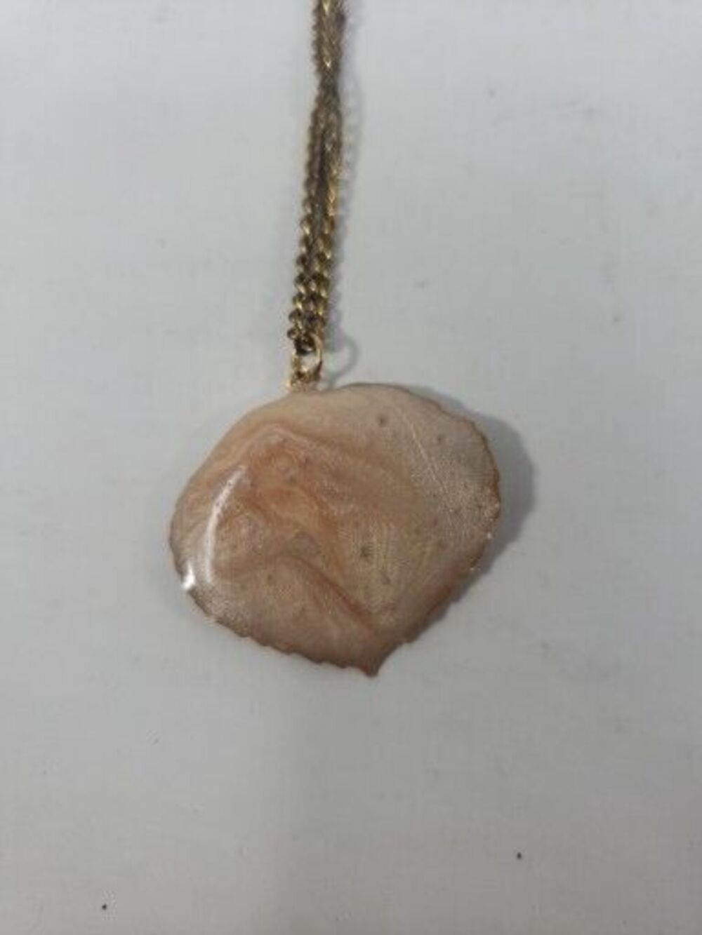 Aspen Leaf Pendant Necklace Genuine Golden Harvest Company Colorado VTG c1970s